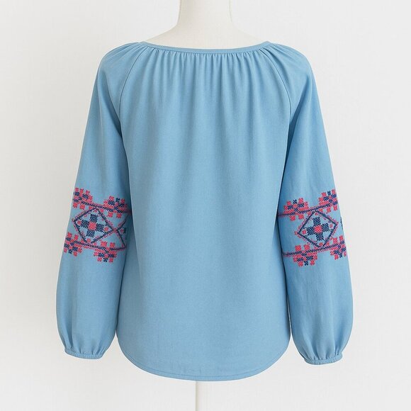 Lilly Pulitzer Cecile Zanzibar Resort Tunic Top Boho Peasant Light Blue Size S - Picture 3 of 6